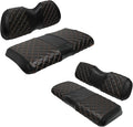 XUANYUDG0769 Golf Cart Front and Rear Seat Covers for Club Car Precedent 2004-up OEM Ordinary Front Seat and Aftermarket Common Rear Seat Kits, No Stapler Vinyl Leather Diamond Club Car Seat Covers