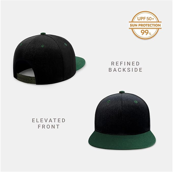 CHOK.LIDS Flat Bill Visor Classic Snapback Hat Blank Adjustable Brim High Top End Trendy Color Style Plain Tone Baseball Cap