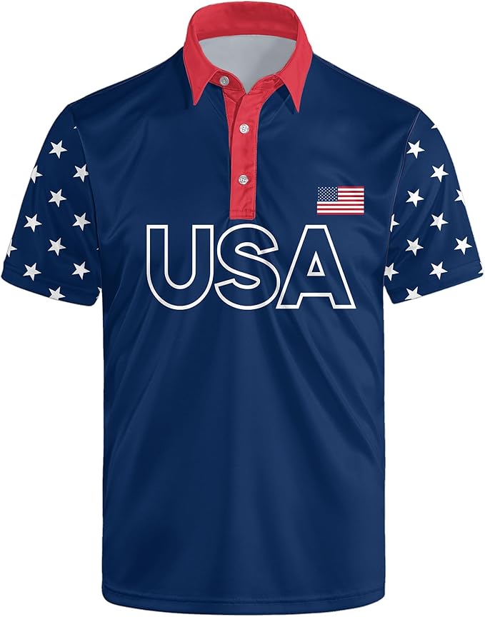 Golf Polo Shirts for Men Funny Print Short Sleeve Golf Shirts Performance Golf Polos