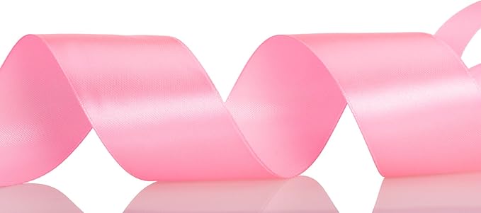 1 1/2 Inch Flamingo Pink Solid Satin Ribbon, 50 Yards Craft Fabric Ribbon - Image 3