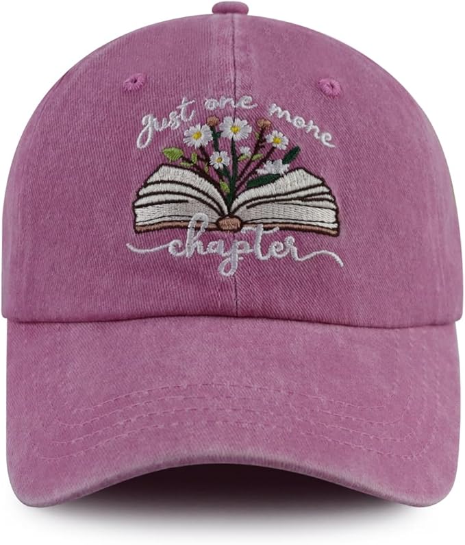 Just One More Chapter Hat for Men Women, Funny Adjustable Cotton Embroidered Bookish Baseball Cap