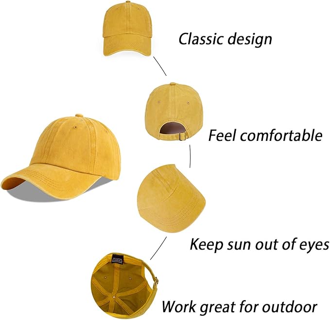 LANGZHEN Unisex Baseball Cap 100% Cotton Fits Men Women Washed Denim Adjustable Dad Hat