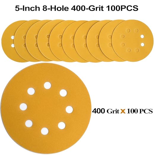 5-Inch 8-Hole Hook and Loop Sanding Discs 400-Grit Random Orbit Sandpaper - Image 3