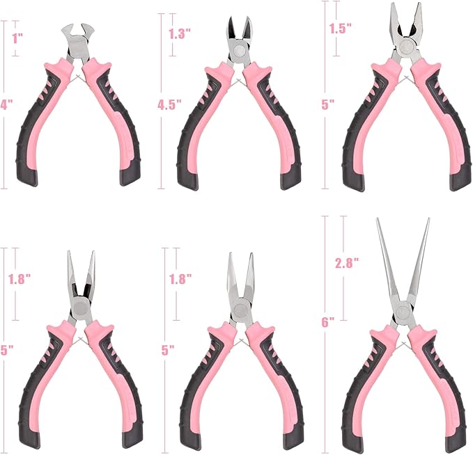 COMOWARE 6-Piece Mini Pliers Set, Needle Nose, Long Nose, Bent Nose, End - Image 7