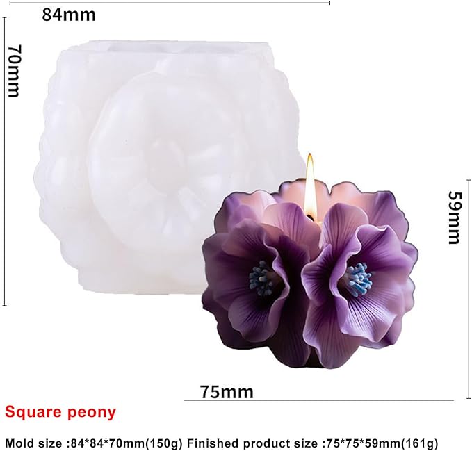 Peony Bouquet Candle Soap Molds, 3D Peony Silicone Mold - Image 4
