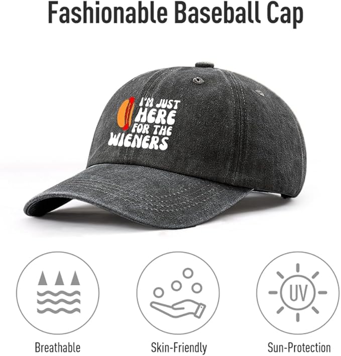 I'm JUST HERE for The Hotdogs Hats for Men Baseball Caps Trendy Washed Workout Hats Light Weight