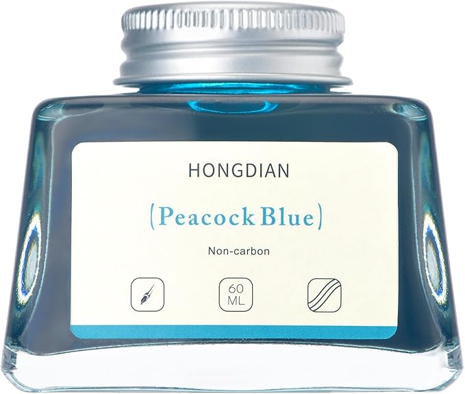 Hongdian Fountain Pen Bottled Ink Peacock Blue Color, 60ml Non Carbon Inkwell - Image 2