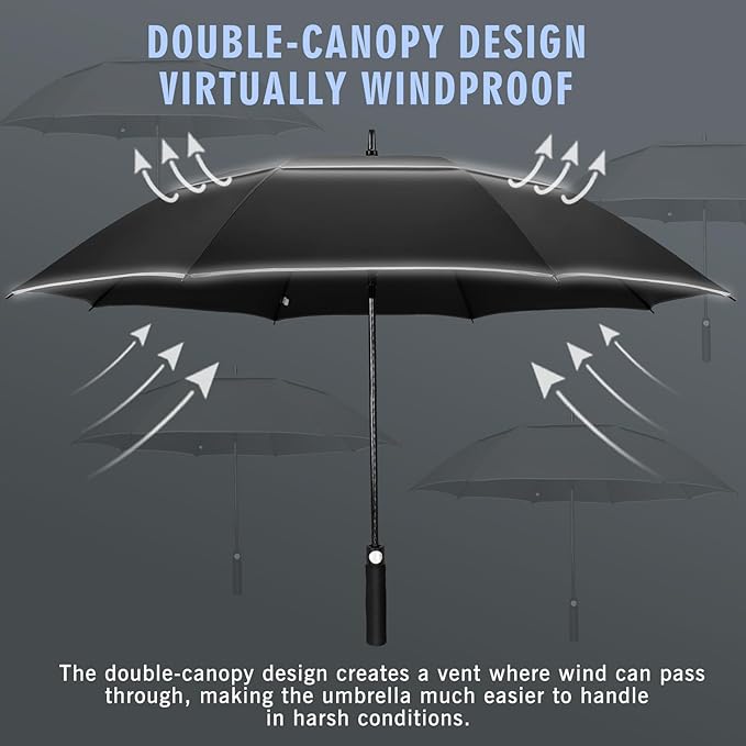 ZOMAKE Golf Umbrella Windproof, Extra Large Oversized Heavy Duty Double Canopy for Rain, Sports Games & Push Cart(51/54/62/68/72Inch)
