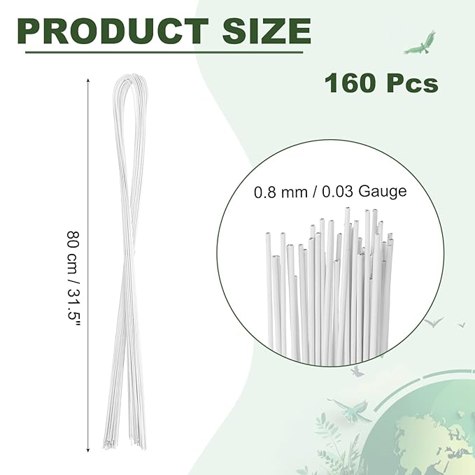 PATIKIL 32 Inch 22 Gauge Floral Stem Wire, 4 Pack/160 Pieces Bouquet Stem Paper - Image 2