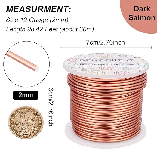 BENECREAT 12 Gauge 100FT Aluminum Wire Anodized Jewelry Craft Making Wire - Image 2
