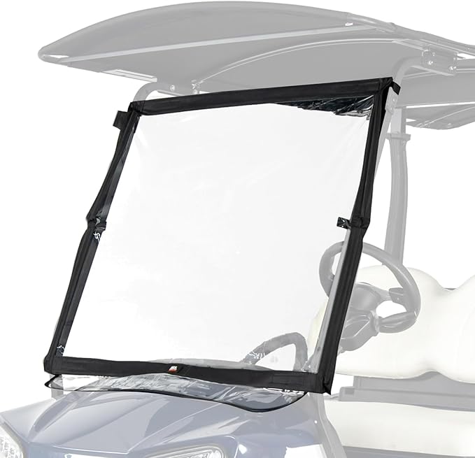 KEMIMOTO Foldable Golf Cart Windshield Compatible with Club Car DS, Tempo, Precedent, Portable Lightweight PVC Golf Cart Windshield