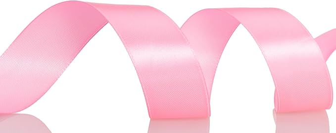 1 Inch Flamingo Pink Solid Satin Ribbon, 50 Yards Craft Fabric Ribbon - Image 2