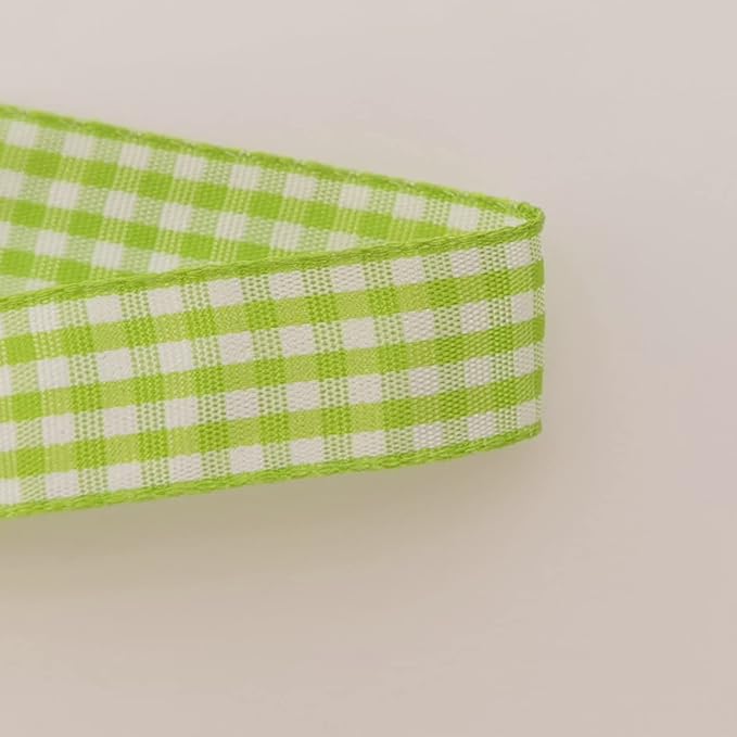 Apple Green Light Green Gingham Plaid Checked Ribbon 25 Yards Each Roll 100% - Image 9