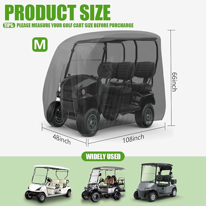 KISEER 4 Passenger 420D Waterproof Golf Cart Cover fits EZ GO Club Car Yamaha, Sunproof Dustproof