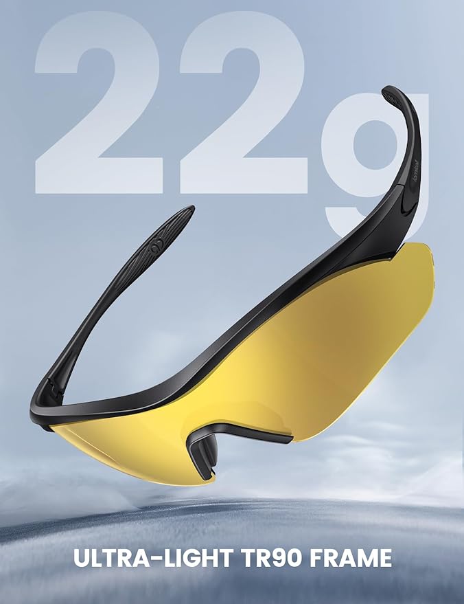Lamicall 22g Polarized Sports Sunglasses - UV400 Protection Men Women Sun Glasses for Running Cycling Fishing Golf Driving