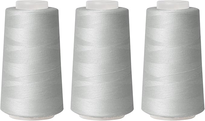 Sewing Thread Cone Set, 3 Pack Serger Thread, 3000 Yards Each, All Purpose by Unknown