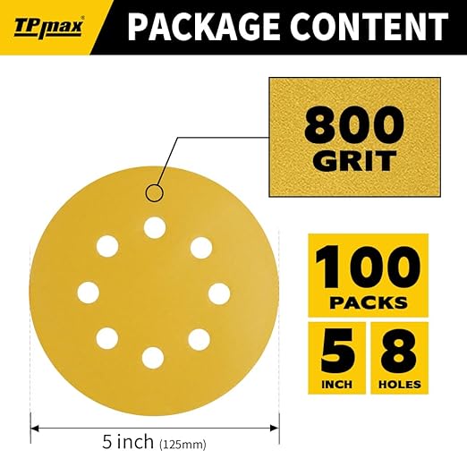 100PCS 5 Inch 800 Grit 125mm 8 Hole Sanding Discs Sandpaper - Image 2