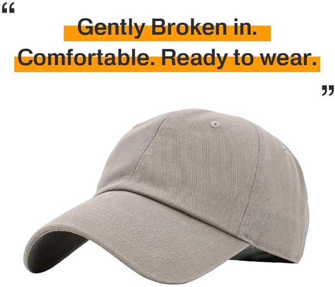 KBETHOS Classic Unisex Cotton Adjustable Low Crown Baseball Cap – Plain Dad Hat