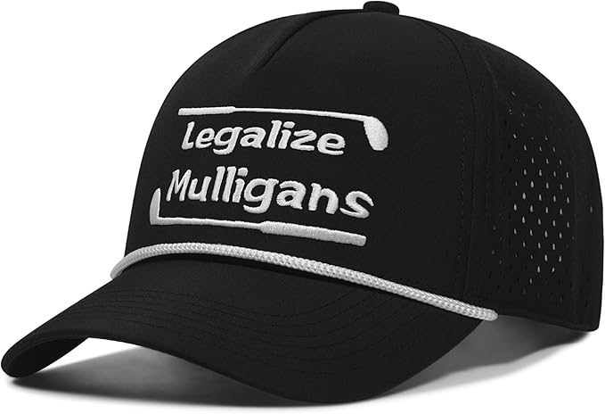 Funny Golf Hats Funny Golf Gifts for Men,Golf Rope Hat for Men,Legalize Mulligans - Black/White