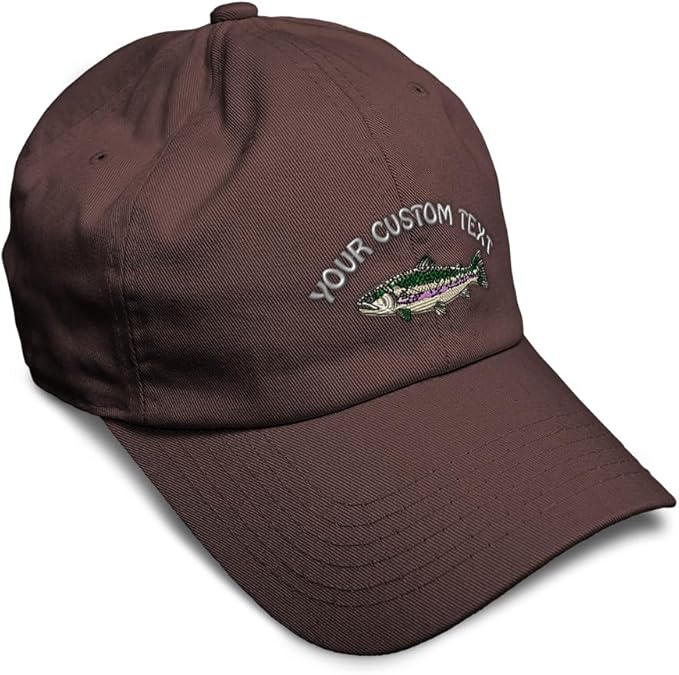 Custom Soft Baseball Hat Embroidered Dad Hat Fish Rainbow Trout Men & Ladies Baseball Cap Cotton