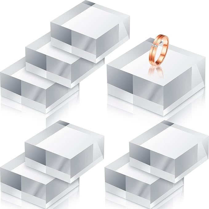 Remerry 8 Pieces Acrylic Display Block 2 x 2 x 1 Inch Clear Polished Acrylic by Remerry