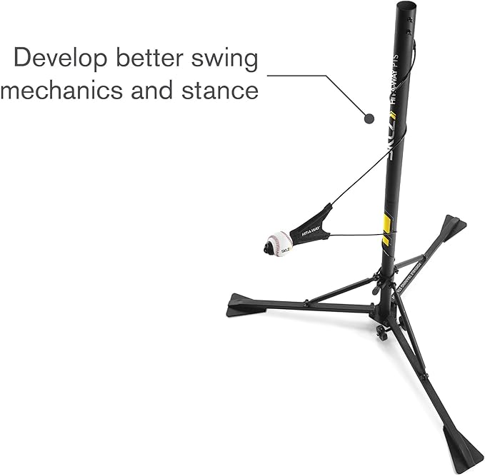 SKLZ Hit-A-Way Youth Baseball Swing Trainer, Portable Solo Batting Practice with Stand, Tethered Ball for Hitting Drills, Ages 13 and Under