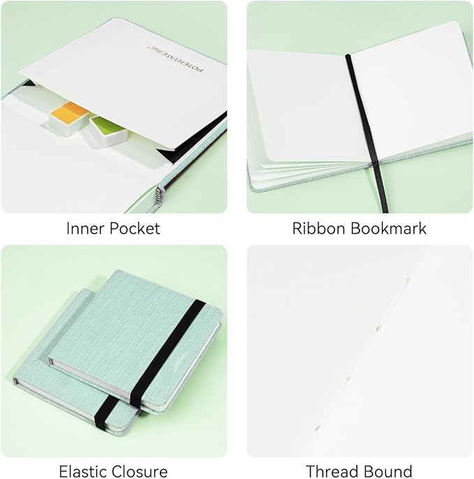 Lightwish Square Watercolor Journal, 100% Cotton, 300gsm/140lb, 24 Sheets Hot - Image 4