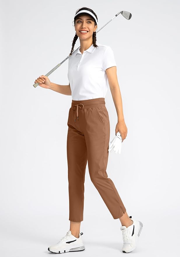 Soothfeel Women's Pants with 4 Pockets 7/8 Stretch High Waisted Sweatpants Travel Athletic Work Golf Pants for Women