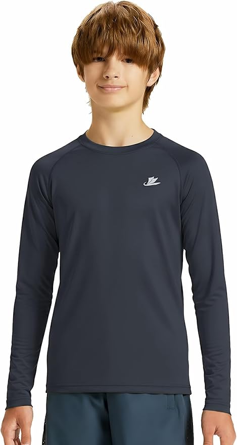 DEVOROPA Youth Boys Compression Thermal Shirt Long Sleeve Kids Fleece Baselayer Soccer Baseball Undershirt Slim/Regular/Husky