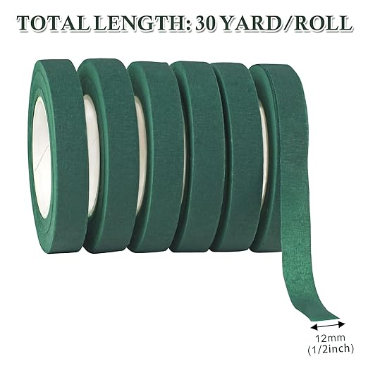 12 Roll Floral Tape 1/2inch Flower Tape Dark Green, Floral Tapes - Image 2