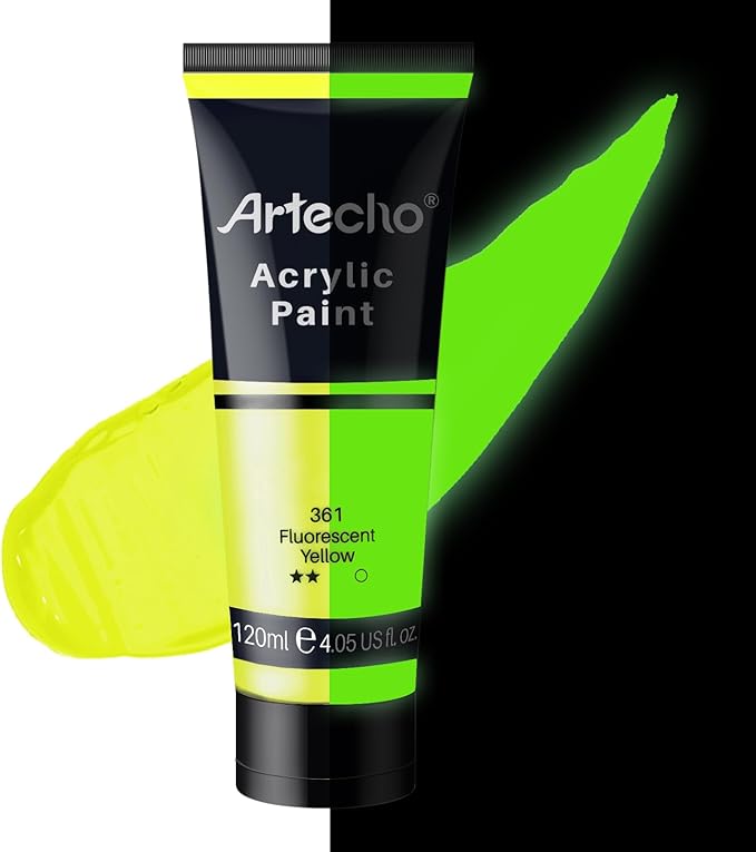Artecho Glow in the Dark Paint, Neon Yellow Paint Tubes, Art Craft Paints by Artecho