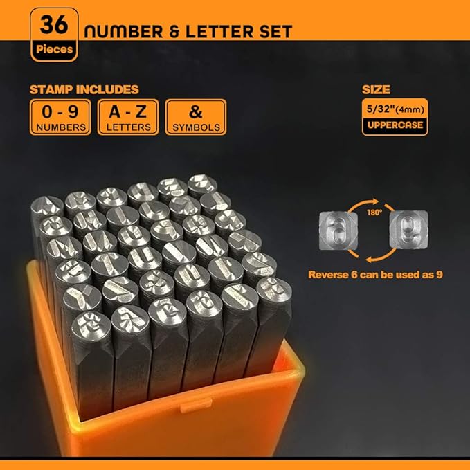 OWDEN Professional 36Pcs.Steel Metal Alphabet and Figure Punch Set 4mm Uppercase - Image 2