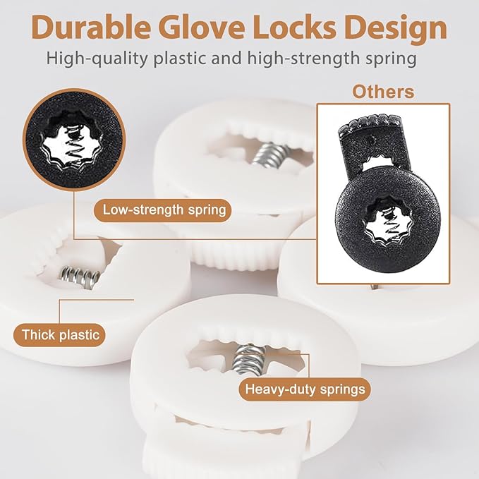 Glove Locks, 8-Pack Baseball/Softball Glove Lace Locks – Vibrant Colors, No Retie Knots, Spring-Lock Tech, Durable Design.