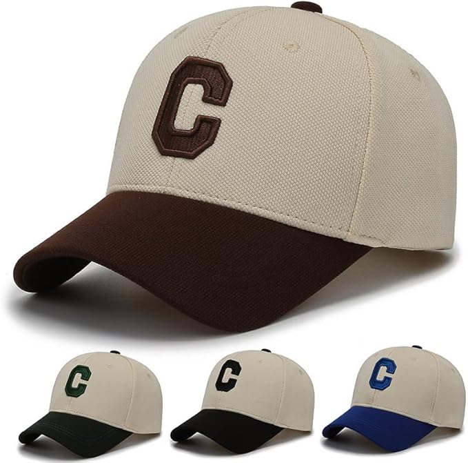Baseball Cap Vintage Letter C Hat Adjustable Clip for Universal Fit Baseball Hat