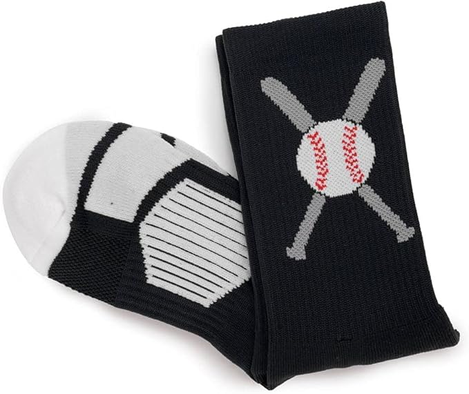 ChalkTalkSPORTS Baseball Socks - Performance Socks for Baseball Players - Crossed Bats - Youth and Adult Sizes