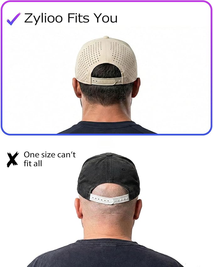 Zylioo Oversize XXL XL Performance Baseball Cap, High Profile 5-Panel Snapback Hat, Laser Cut Mesh Cap for Big Heads