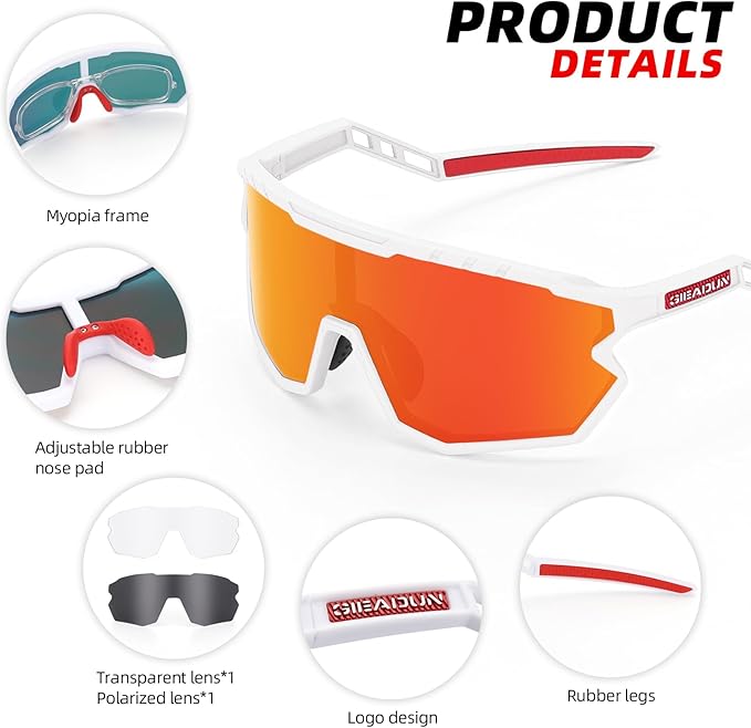 Sports Sunglasses Cycling Glasses Pink Polarized Glasses Baseball glasses with 3 lenses,Fishing,Ski Running Golf