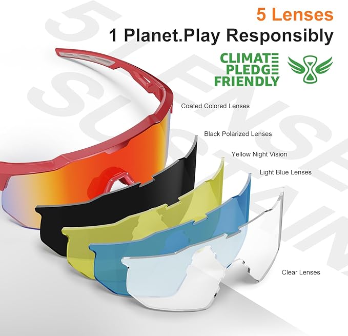 HAAYOT Polarized Sports Sunglasses for Men Women Youth Baseball Cycling Running Softball Biking Glasses 5 Lenses