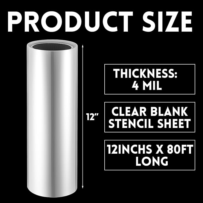 Frienda 12 Inches x 80 ft Rolls 4 Mil Blank Stencil Sheets Acetate Sheets Clear - Image 2