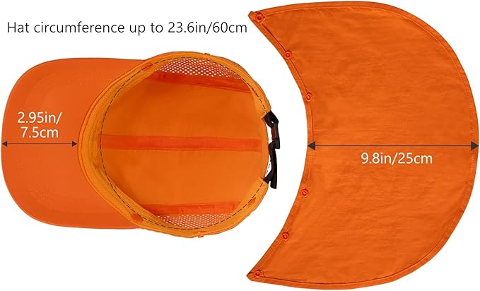 BASSDASH UPF 50+ Foldable Fishing Hat Baseball Cap with Removable Neck Flap Portable for Men Women Golf Hiking