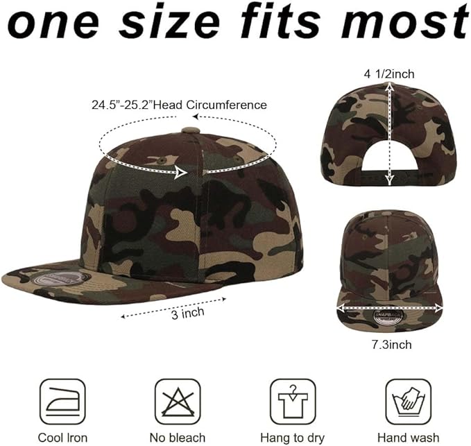 ZH Plain Flat Brim Snapback Baseball Caps Adjustable Blank Baseball Caps Wholesale 12 Pack