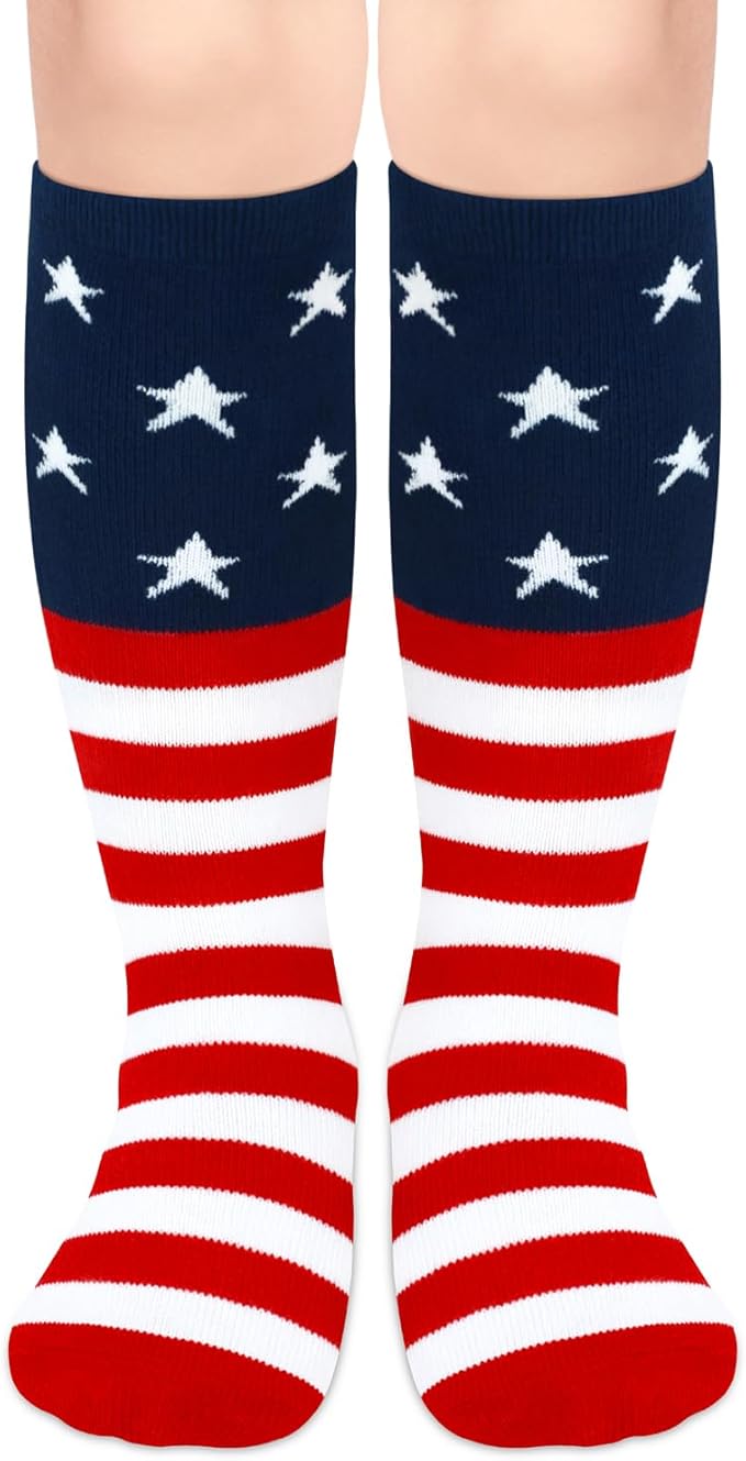 Sarfel Kids Soccer Socks Toddler Soccer Socks Girls Boys Soccer Socks Kids Tube Socks with Stripes Toddler Knee High Socks