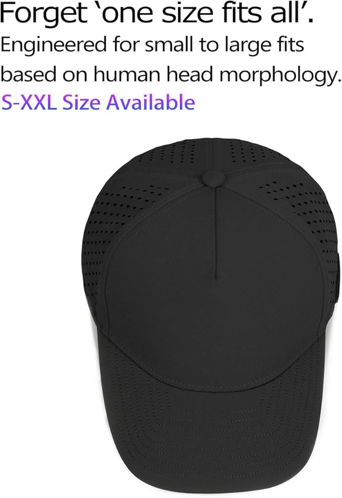 Zylioo Oversize XXL XL Performance Baseball Cap, High Profile 5-Panel Snapback Hat, Laser Cut Mesh Cap for Big Heads
