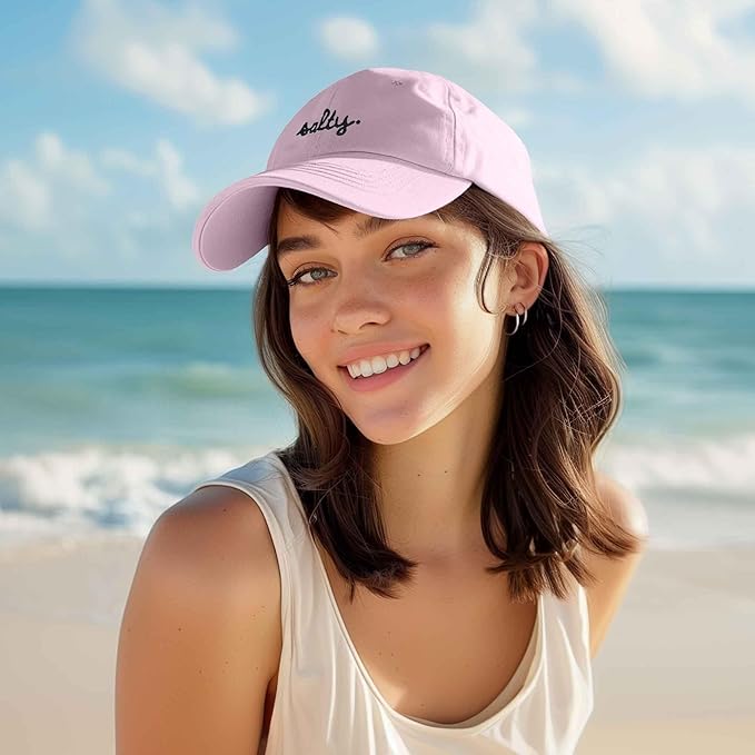 DALIX Salty Embroidered Cotton Beach Baseball Cap Adjustable Dad Hat Womens