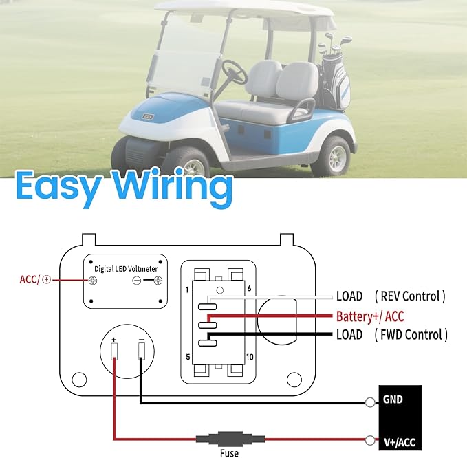 briidea 3 in 1 Multifunctional Integrated Panel with DC 12V-90V 4.2A Dual USB Charger Sockets, LED Wide Range Voltmeter & Forward Reverse Switch, Golf Cart Accessories for EZGO TXT, PDS & Medalist
