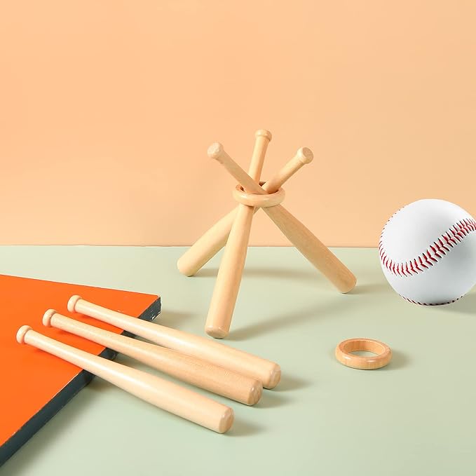 Honoson Baseball Stand Holders Balls Display Bat Wooden Stand Holder Display Centerpieces Tables for Baseball Sports Lover(24 Pack)