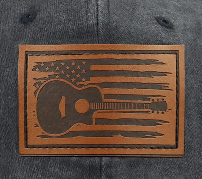 Guitar American Flag Hat for Men Women, Funny Adjustable Cotton Baseball Cap