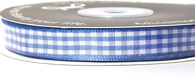 Ink Blue Gingham Plaid Checked Ribbon 25 Yard Each Roll 100% Polyester - Image 3