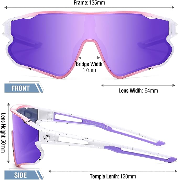 DUCO Kids Sunglasses Youth Baseball Sun Glasses Lightweight TR90 Frame UV400 Sports Cycling Shades for Boys Girls DK268