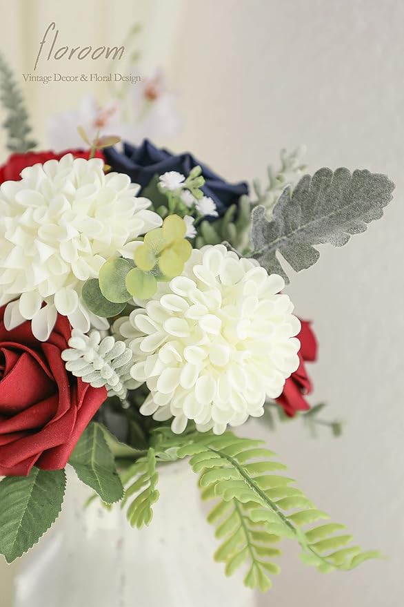 Floroom Artificial Dahlia Flowers 25pcs Real Looking Ivory Foam Fake Roses - Image 5